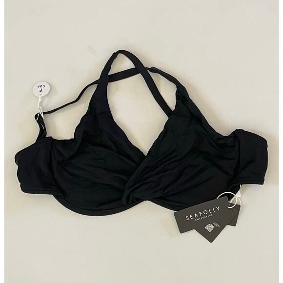 NWT Seafolly Collective Wrap Front Bra - Black 10F - Picture 7 of 8
